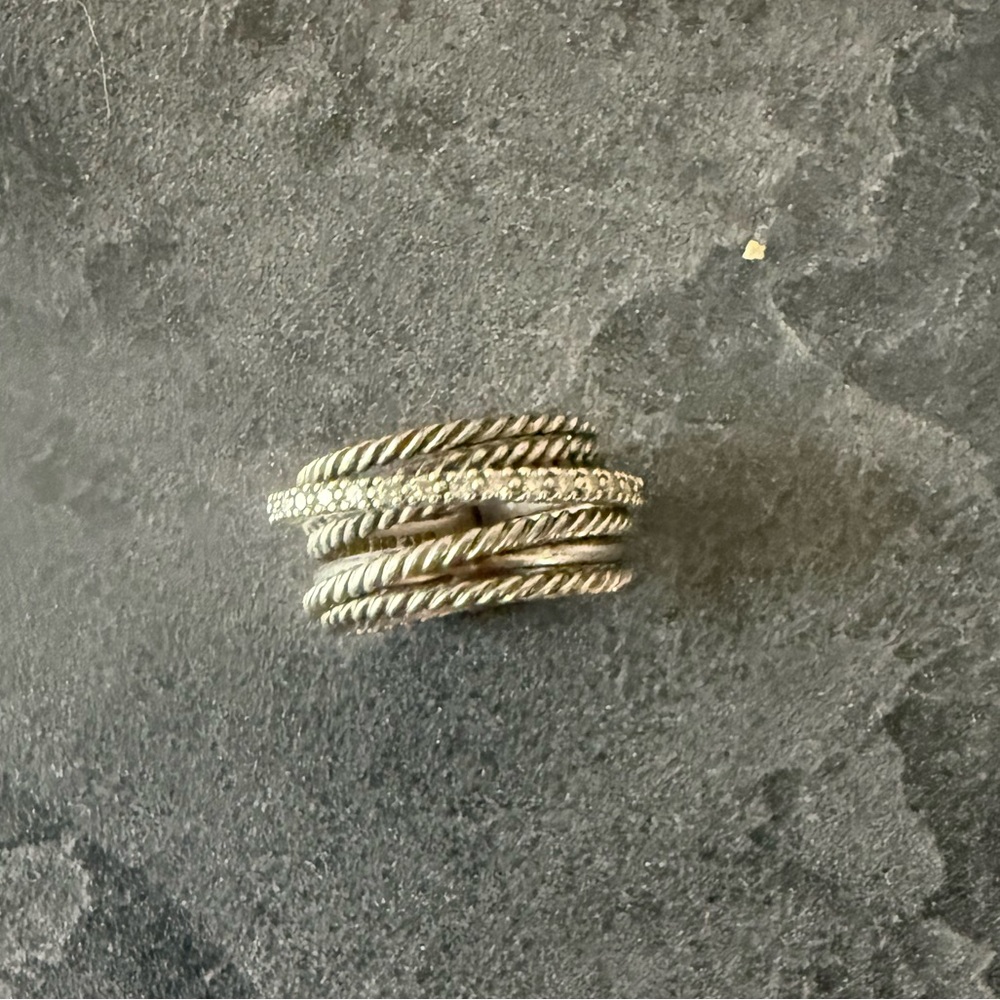 David Yurman Elegant Silver Twisted Band Ring